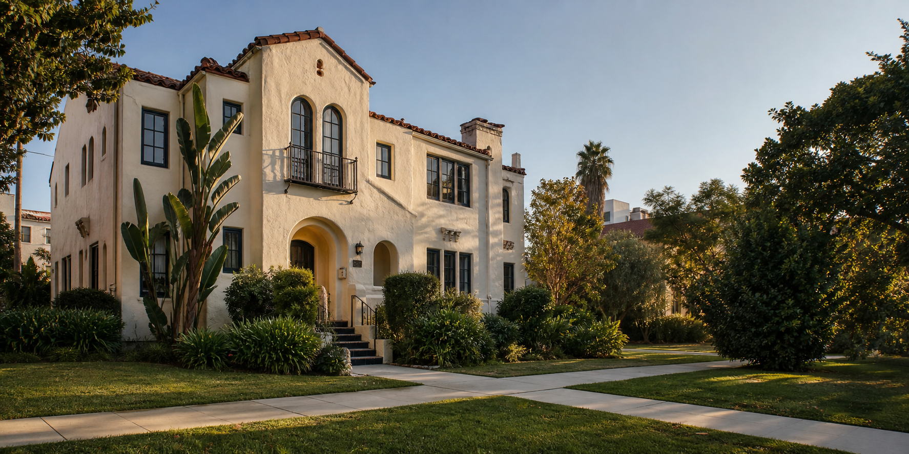 Editorial Spanish-style Los Angeles fourplex visual